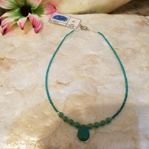 Tear-drop turquoise blue stone necklace